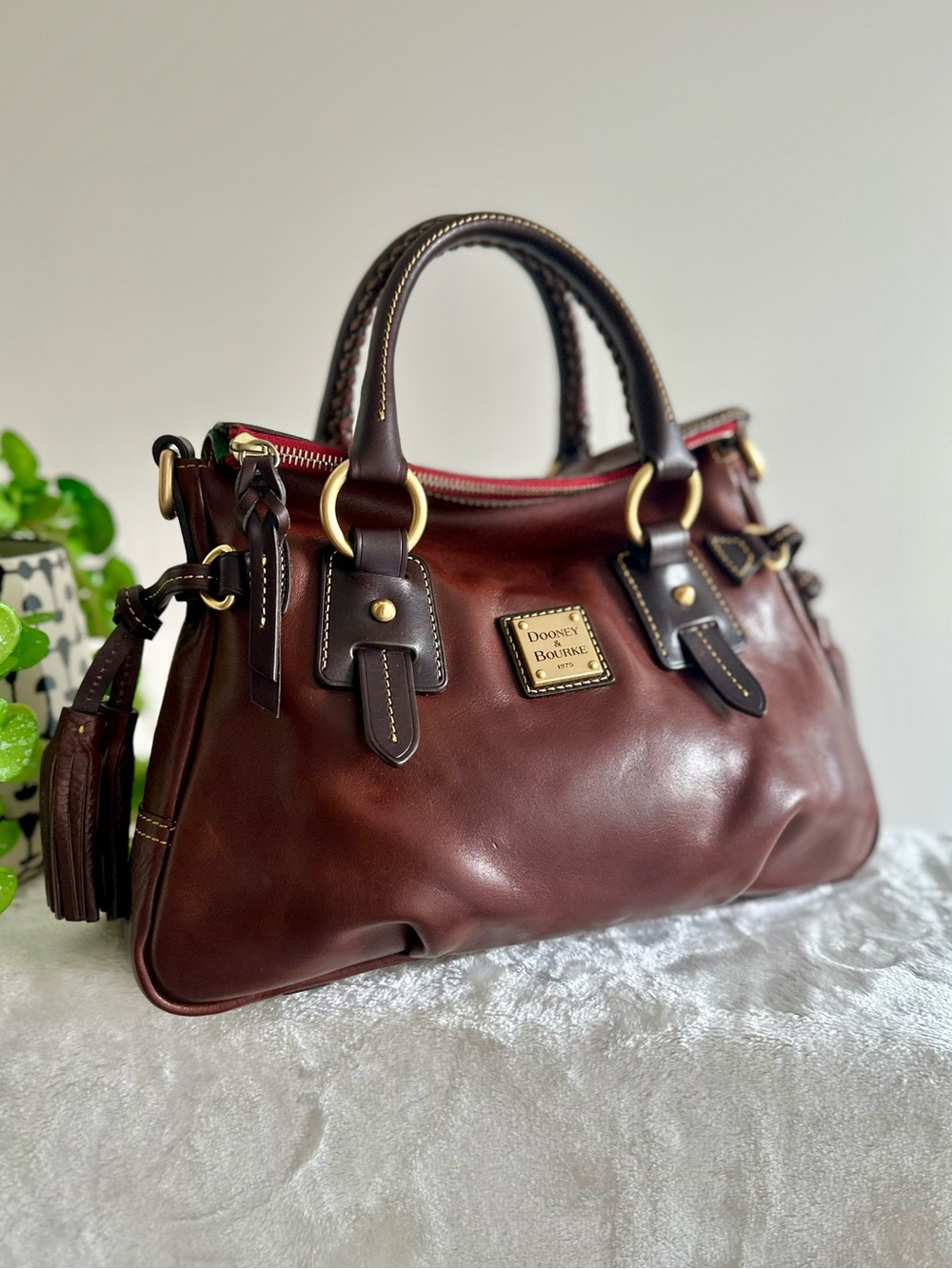 Dooney & Bourke Toledo Florentine Vintage Stanwich Satchel in Chestnut - Picture 7 of 16